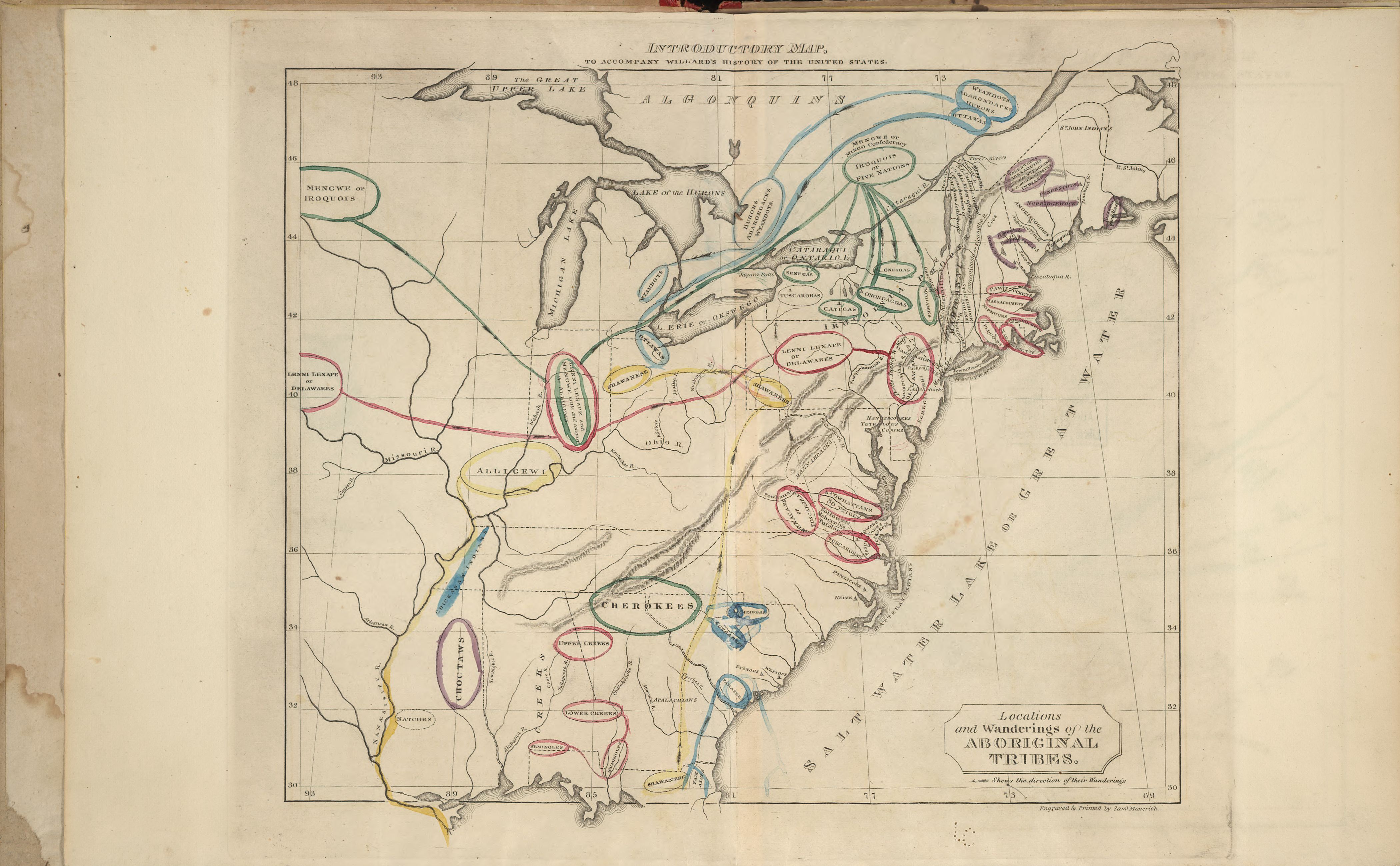 Emma Willard, “Introductory” Map of American History