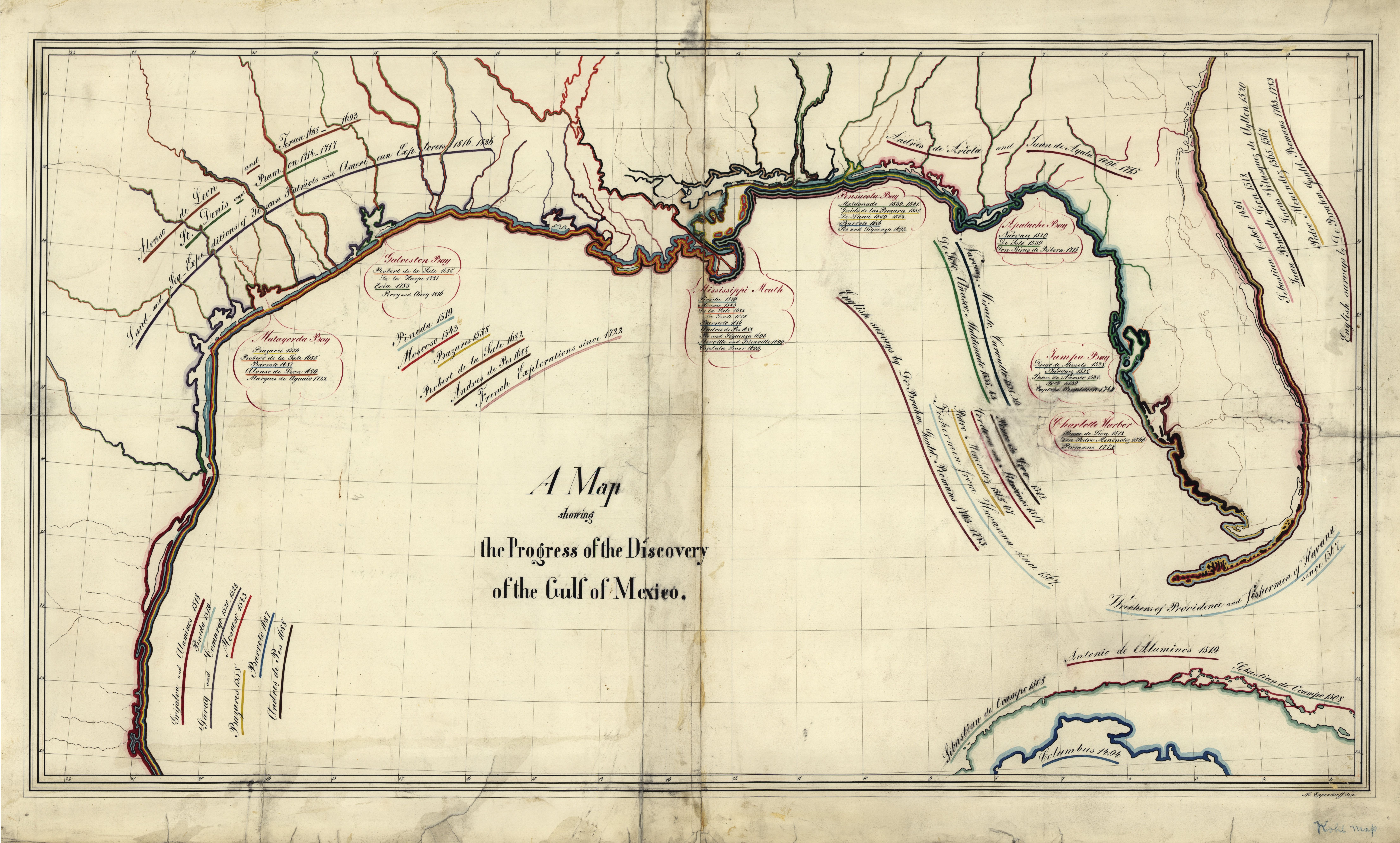 A Map Showing the Progress of the Discovery of the Gulf of Mexico