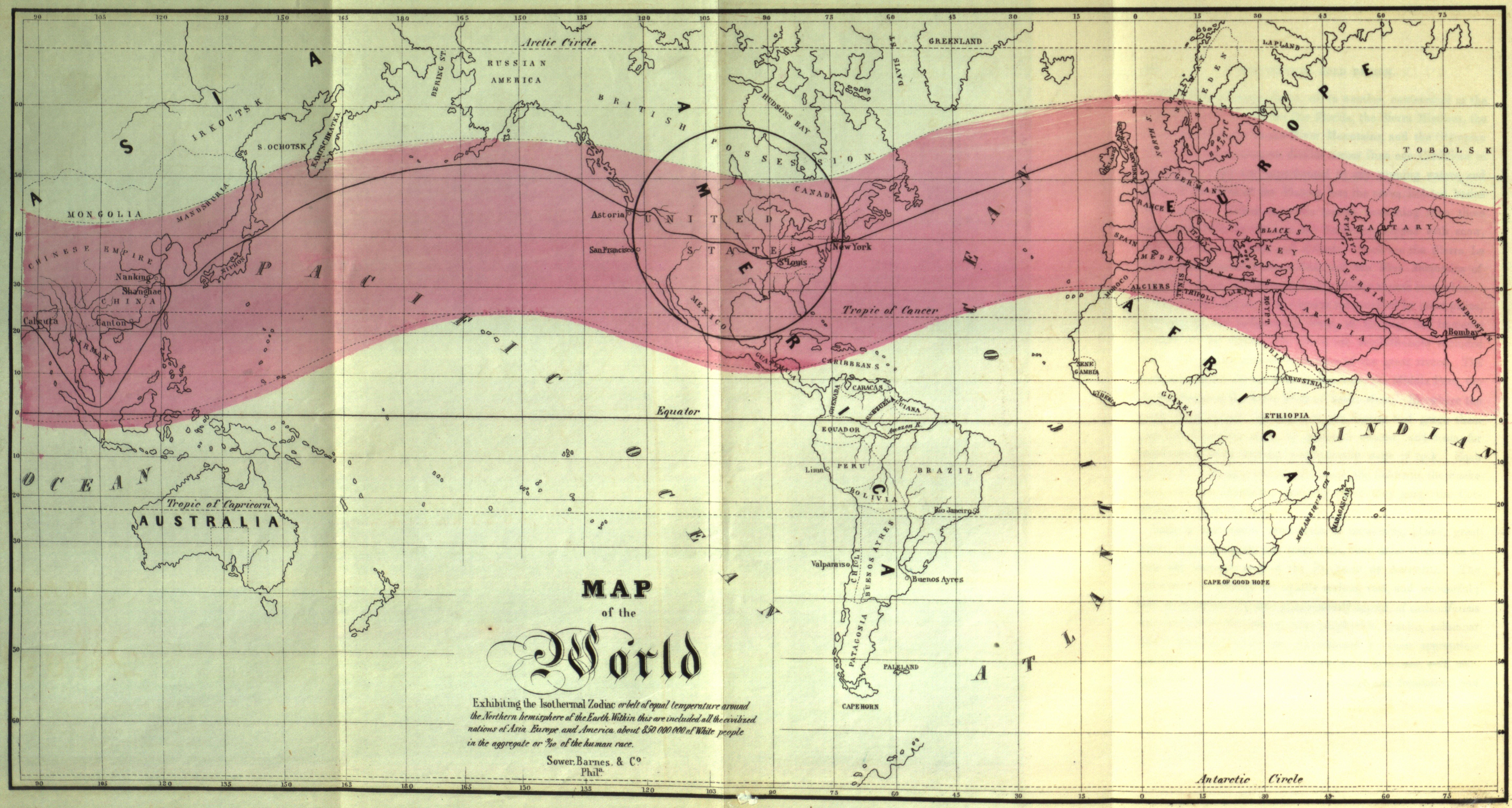 Map of the World Exhibiting the Isothermal Zodiac
