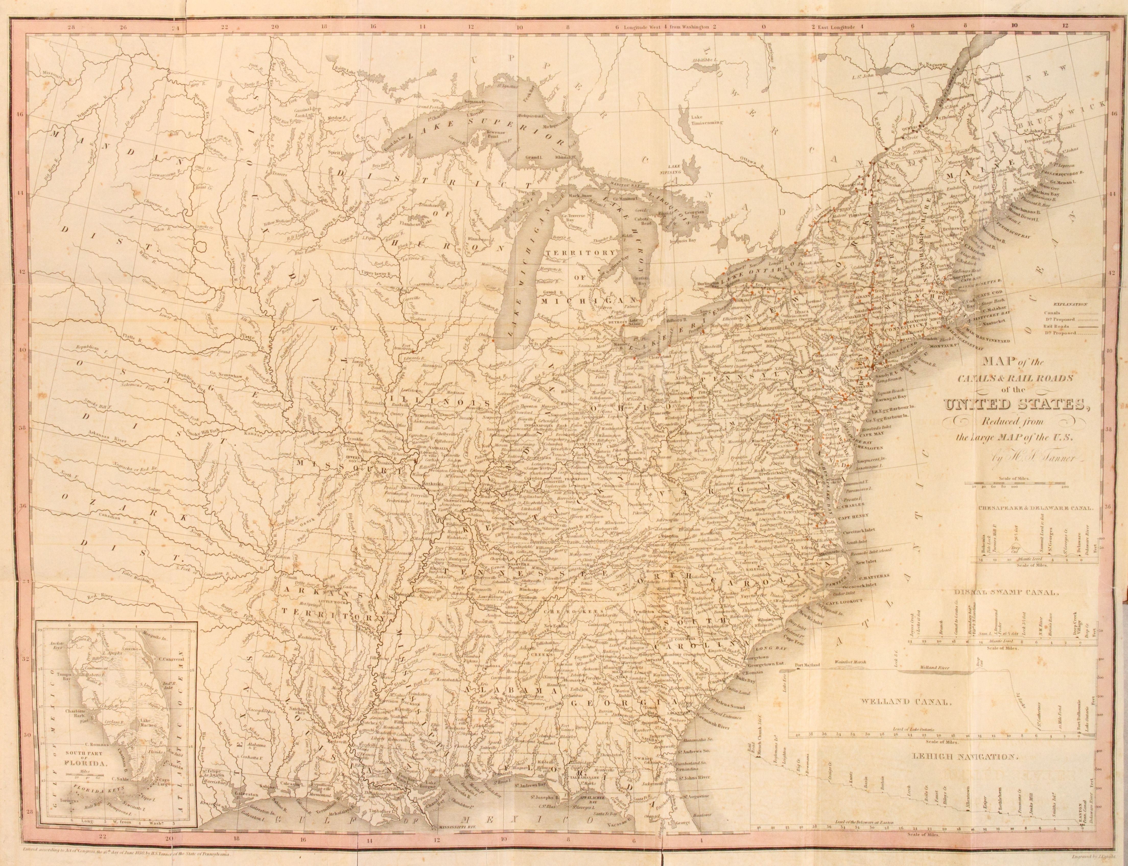 Map of the Canals & Railroads of the United States