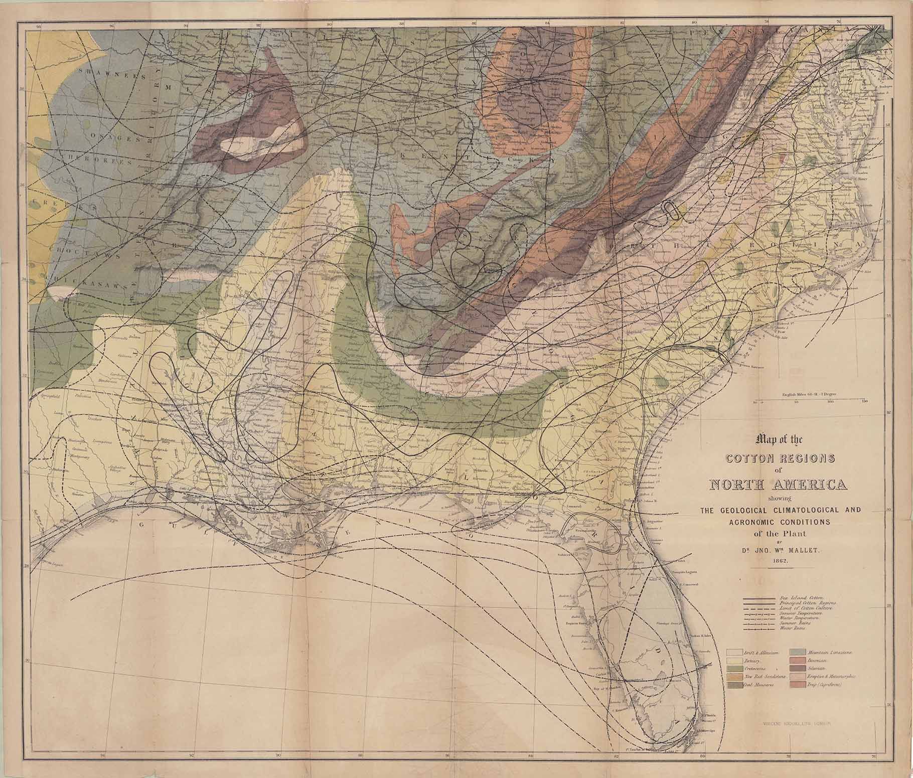 Map of the Cotton Regions of North America