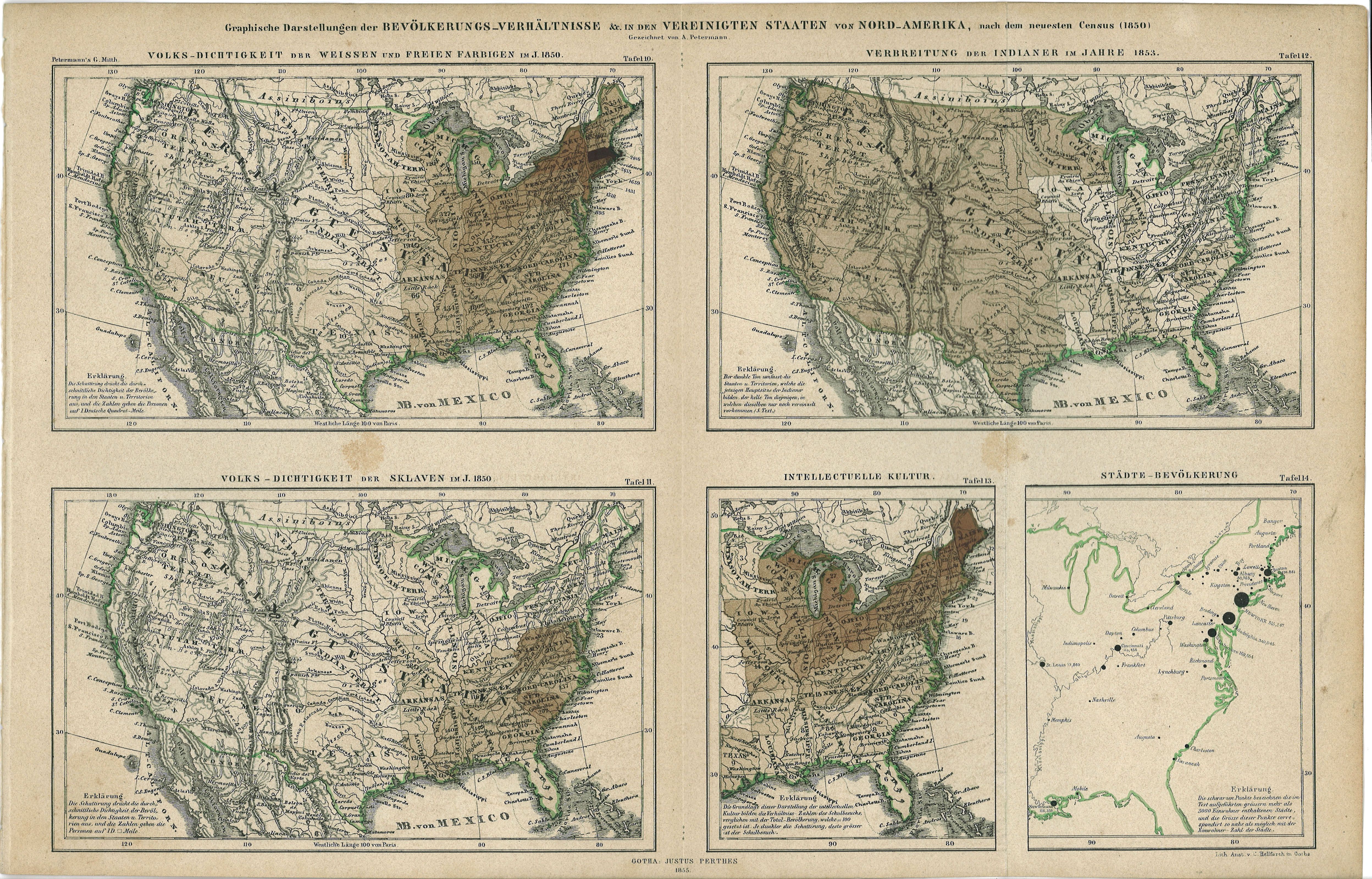 Map of Slavery in the U.S., Based on the Census of 1850