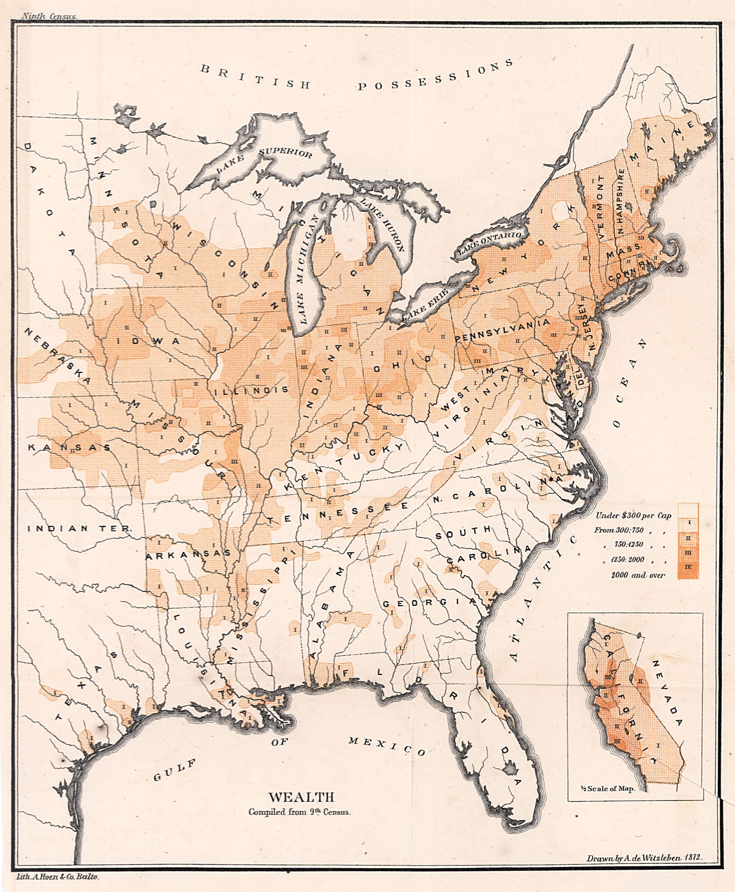 Map of the Distribution of Wealth Compiled from the Ninth Census