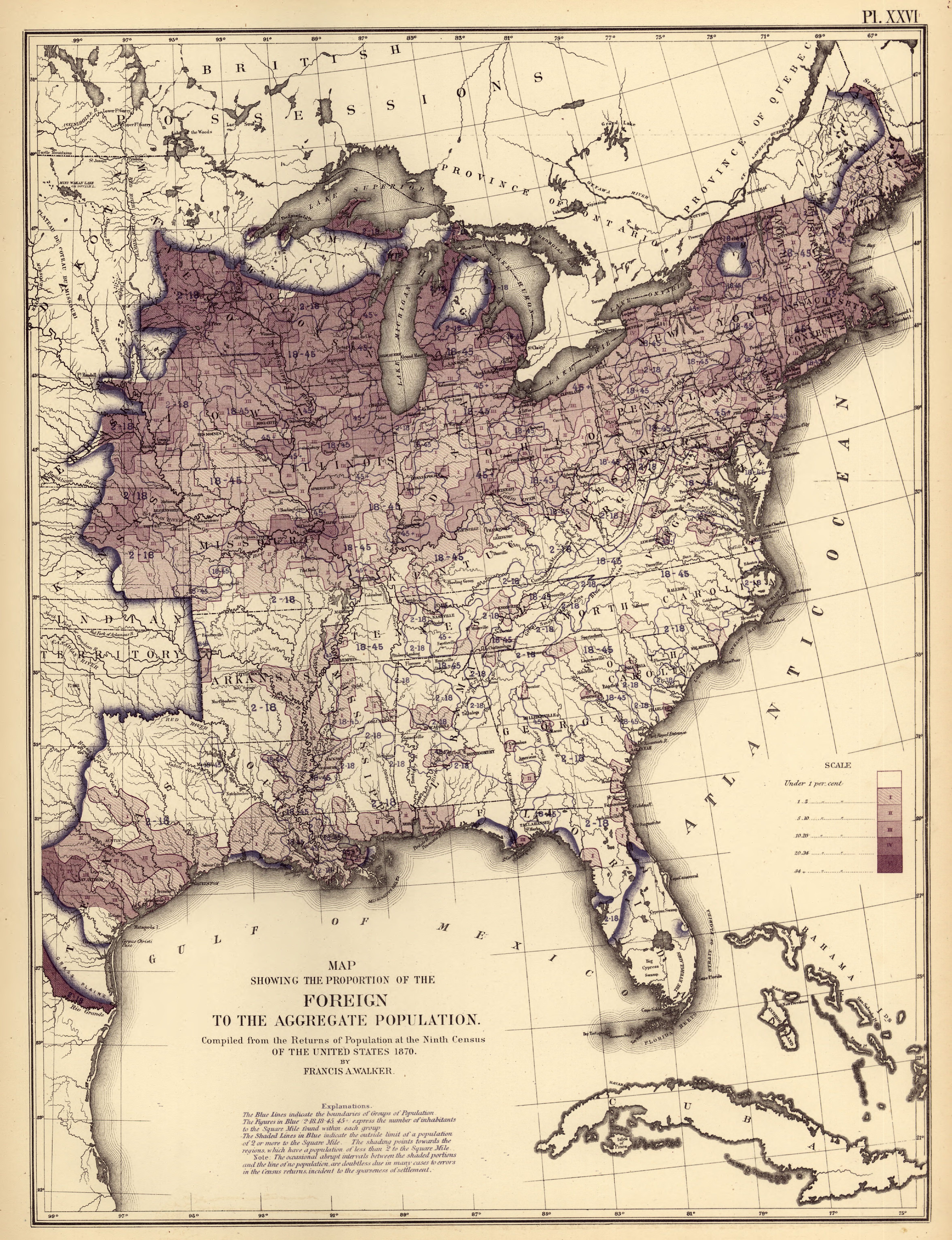 Map Showing the Proportion of the Foreign to the Aggregate Population