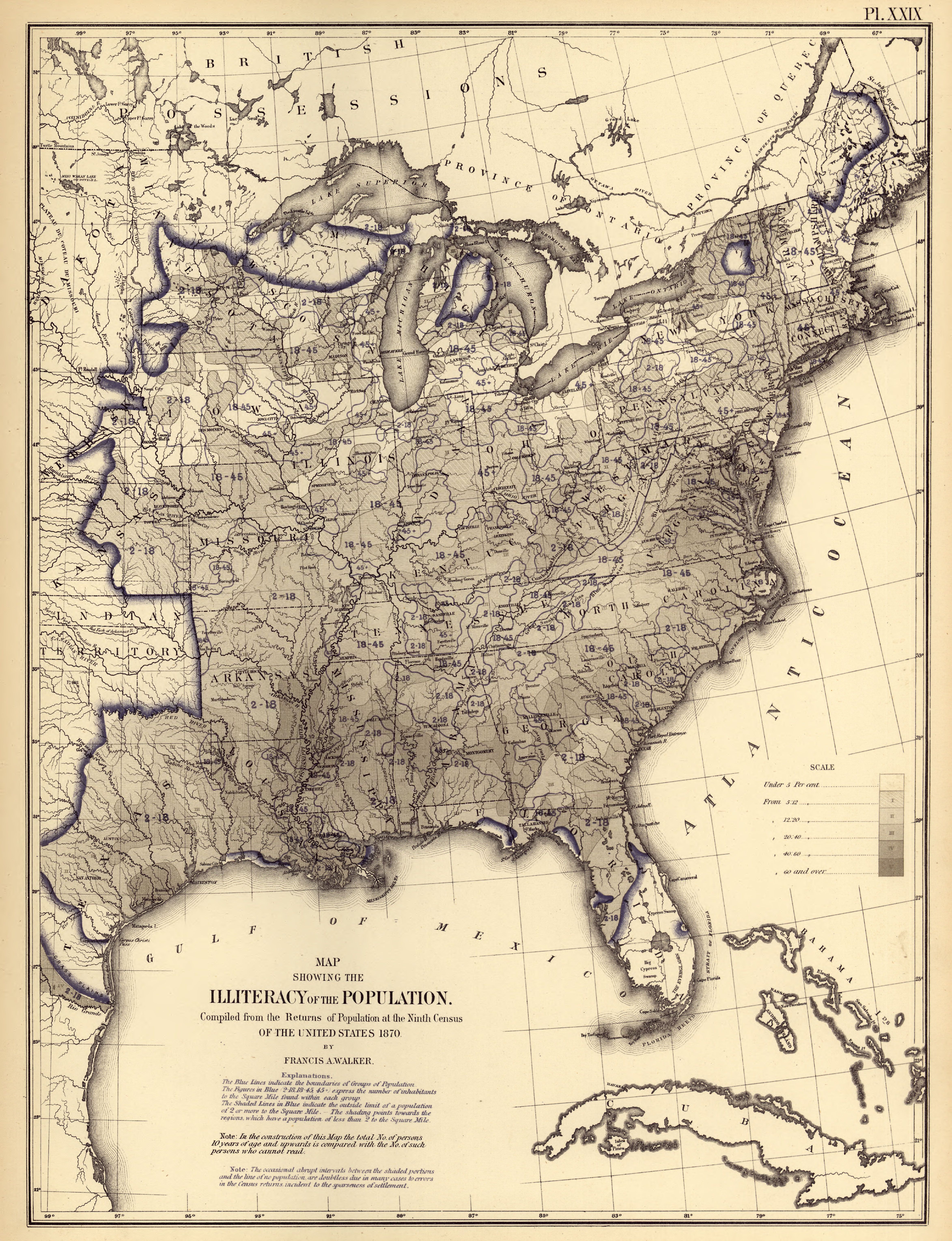 Map Showing the Illiteracy of the Aggregate Population