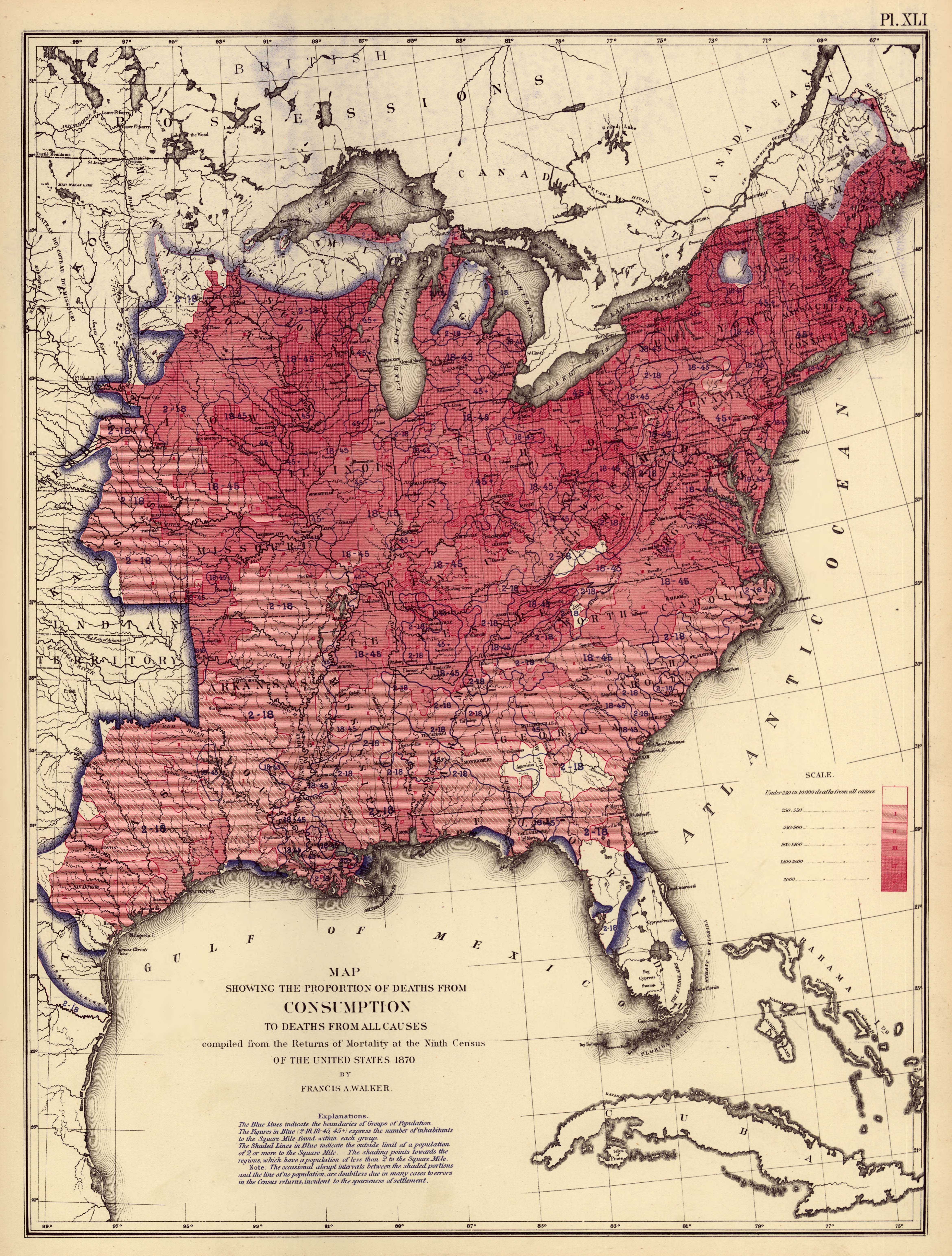 Map Showing the Proportion of Deaths from Consumption to Deaths from All Causes