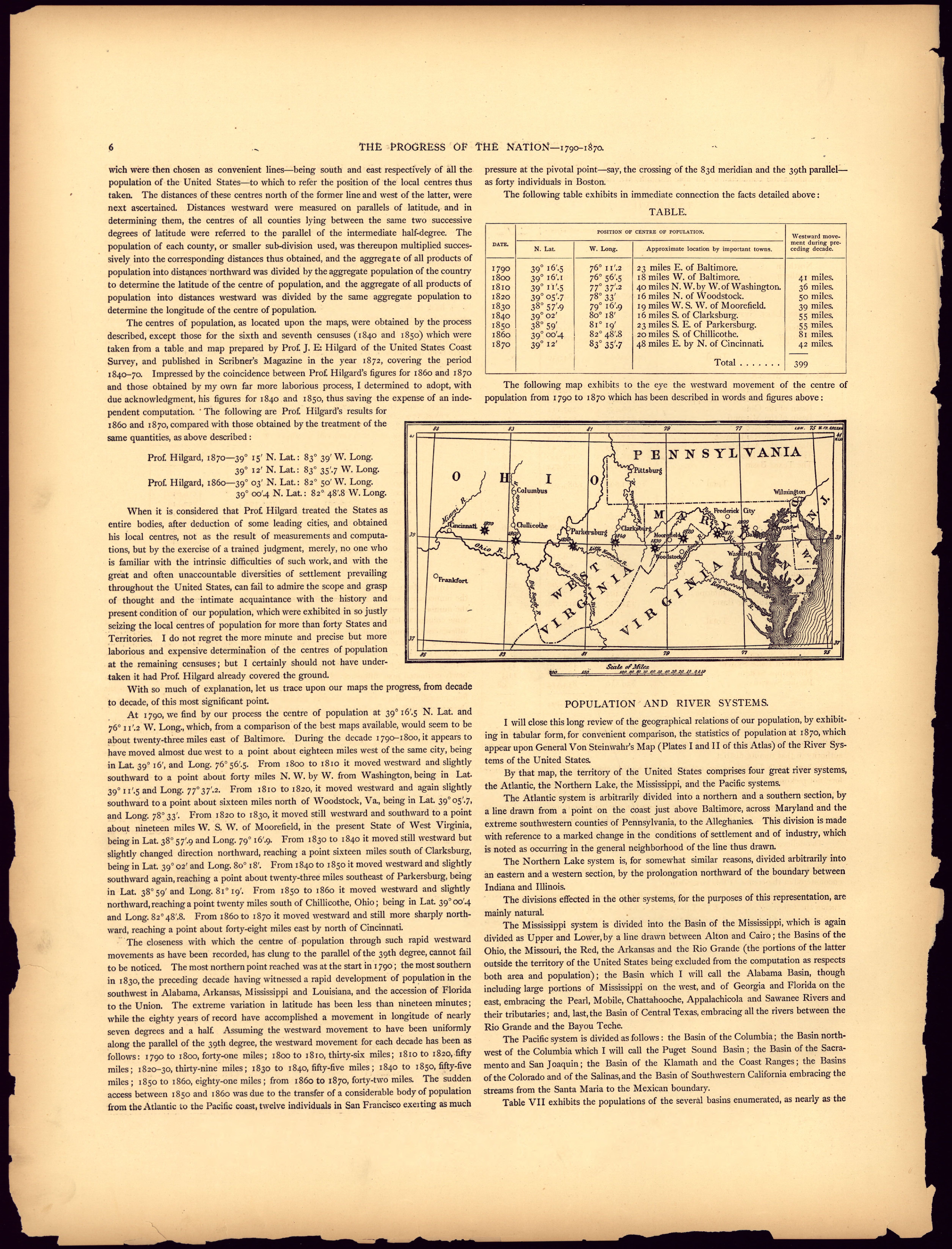 Map of the Shifting Center of National Population, 1790-1870
